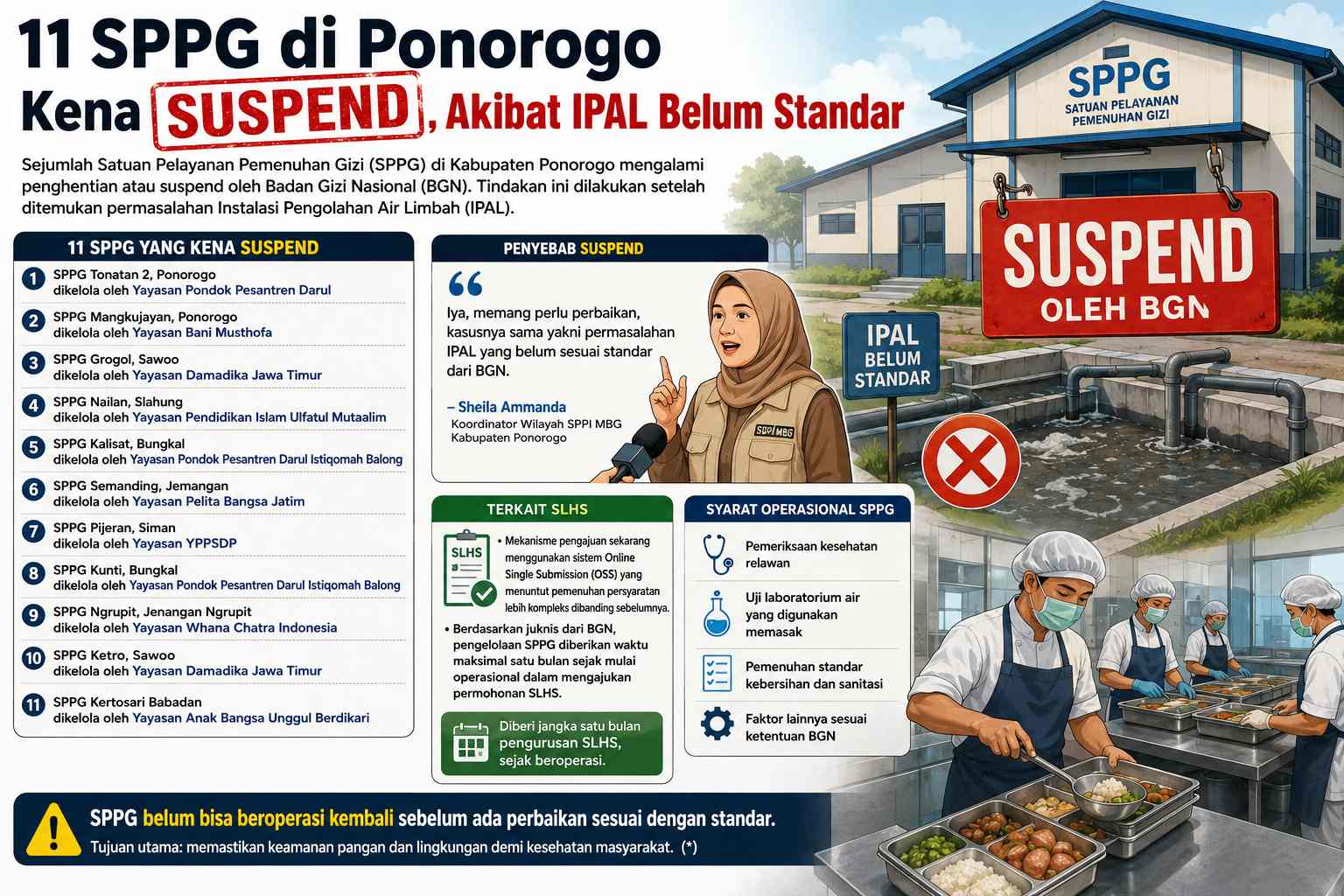 11 SPPG di Ponorogo Kena Suspend, Akibat IPAL Belum Standar