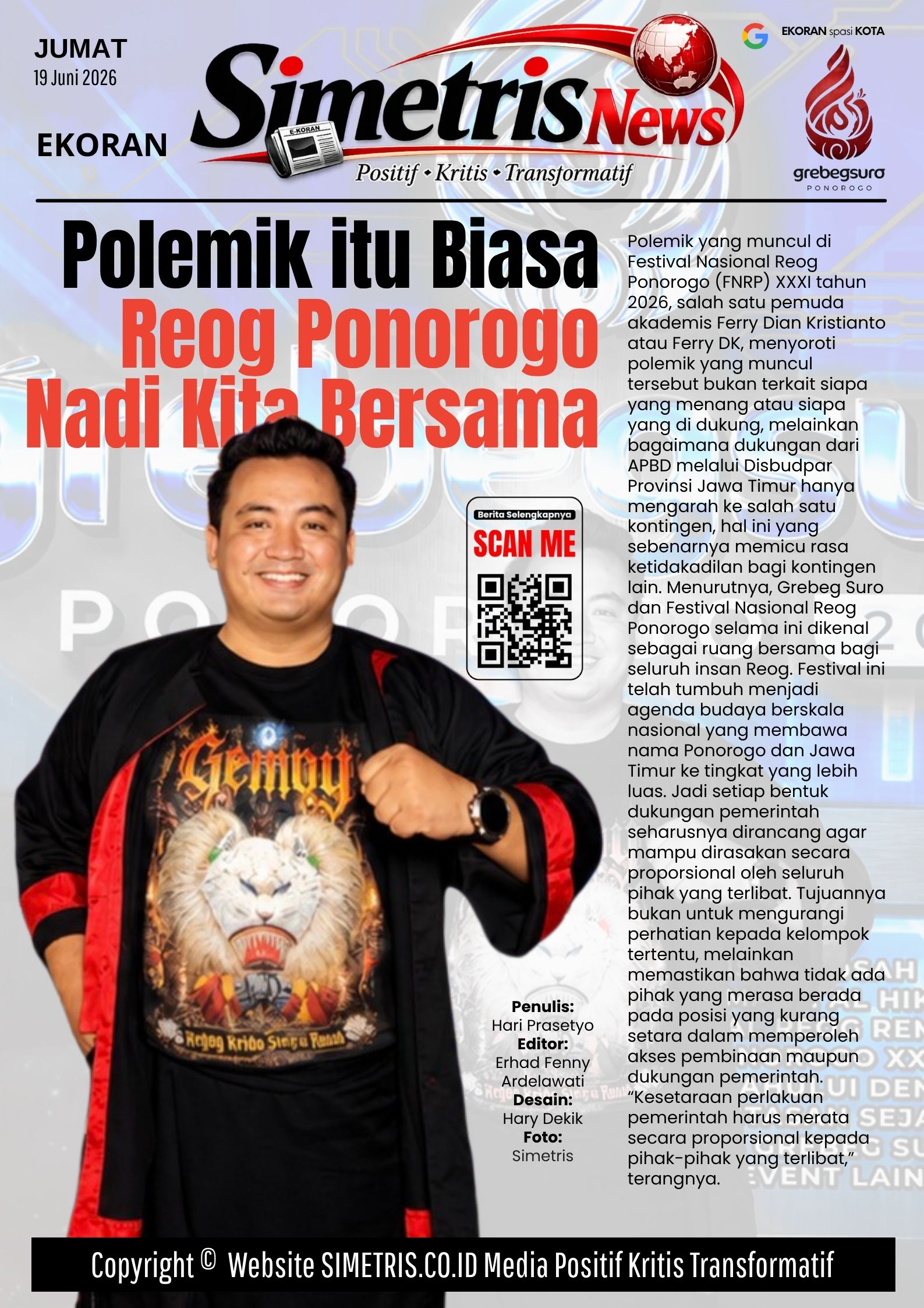 Polemik Itu Biasa, Reog Ponorogo Nadi Kita Bersama