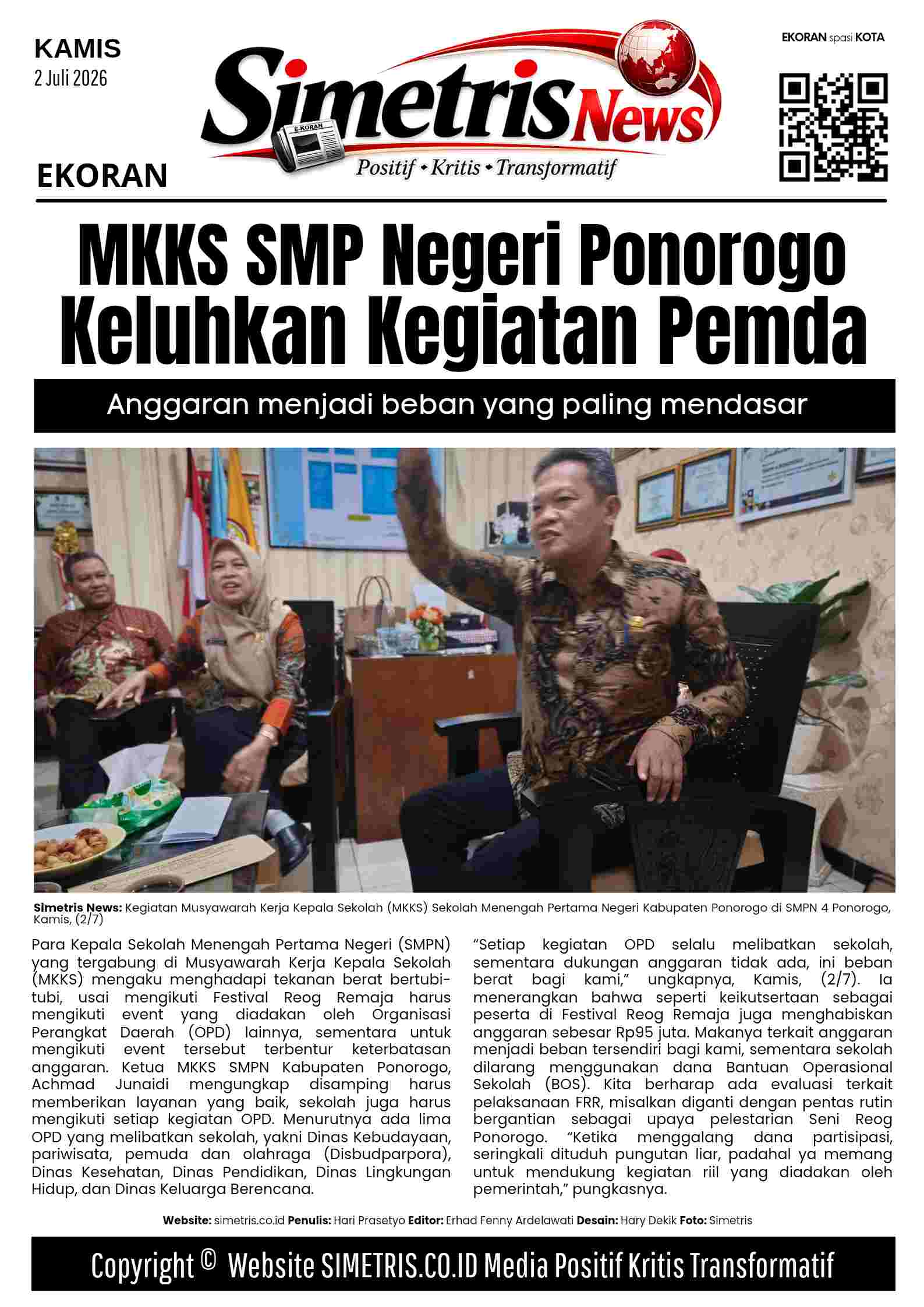 MKKS SMP Negeri di Ponorogo Keluhkan Beban Kegiatan Pemerintah