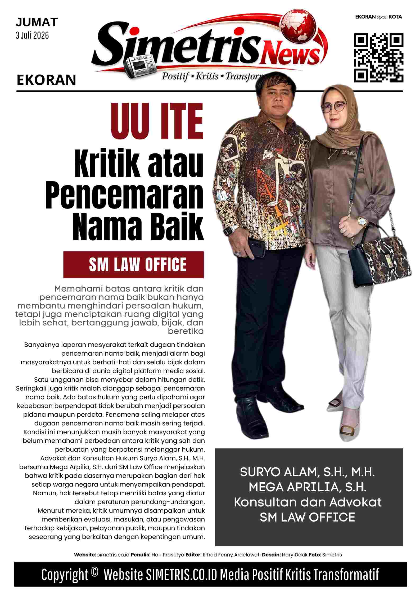Mana Batas Antara Kritik dan Pencemaran Nama Baik, Ini Edukasi Hukum SM LAW Office