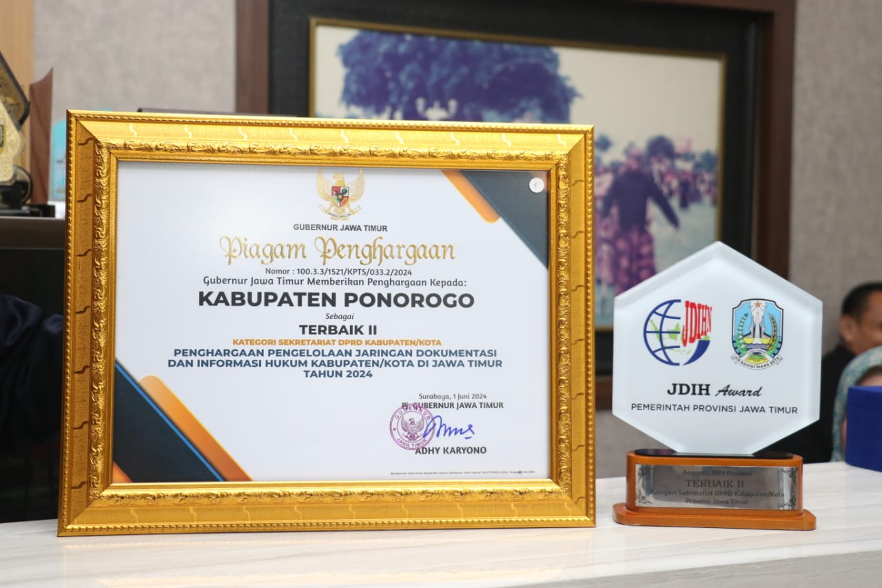 Hebat, Sekretariat DPRP Ponorogo Raih Peringkat Dua Pengelolaan JDIH